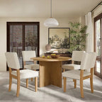 Ensemble de salle à manger rond 5 pièces moderne avec table de cuisine sur pied et 4 chaises de salle à manger rembourrées