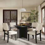 Ensemble de salle à manger rond 5 pièces moderne avec table de cuisine sur pied et 4 chaises de salle à manger rembourrées