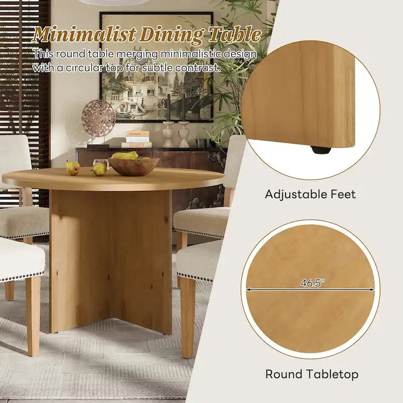 Ensemble de salle à manger rond 5 pièces moderne avec table de cuisine sur pied et 4 chaises de salle à manger rembourrées