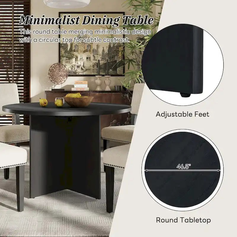 Ensemble de salle à manger rond 5 pièces moderne avec table de cuisine sur pied et 4 chaises de salle à manger rembourrées