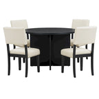 Ensemble de salle à manger rond 5 pièces moderne avec table de cuisine sur pied et 4 chaises de salle à manger rembourrées