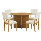 Ensemble de salle à manger rond 5 pièces moderne avec table de cuisine sur pied et 4 chaises de salle à manger rembourrées