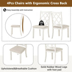 Ensemble de salle à manger rond 5 pièces en bois massif du milieu du siècle, ensemble de table de cuisine avec chaises rembourrées, table noyer + chaises beiges