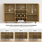Buffet en rotin chêne naturel avec porte-bouteilles