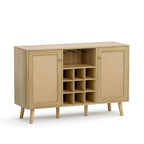 Buffet en rotin chêne naturel avec porte-bouteilles