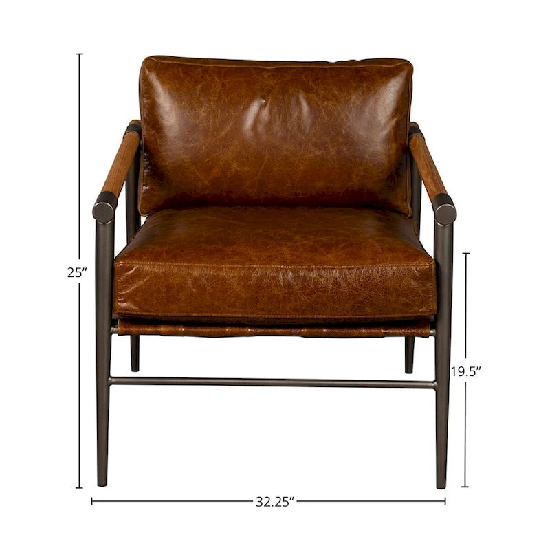 Fauteuil d'appoint en cuir McBeal, Chocolat