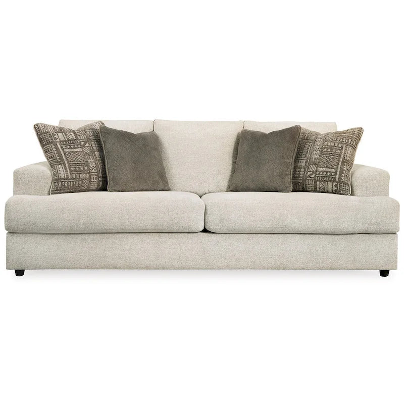 Canapé Tren de 96 pouces avec 4 coussins jacquard, en chenille polyester beige doux