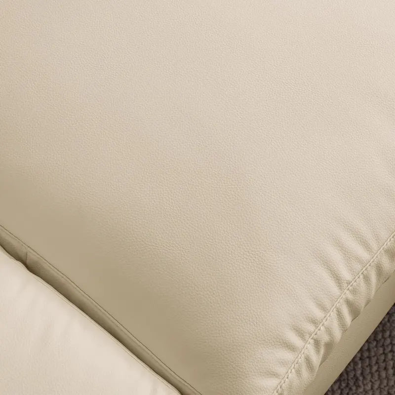 Canapé d'angle contemporain en cuir technique, méridienne réversible, beige