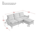 Canapé d'angle contemporain en cuir technique, méridienne réversible, beige