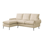 Canapé d'angle contemporain en cuir technique, méridienne réversible, beige