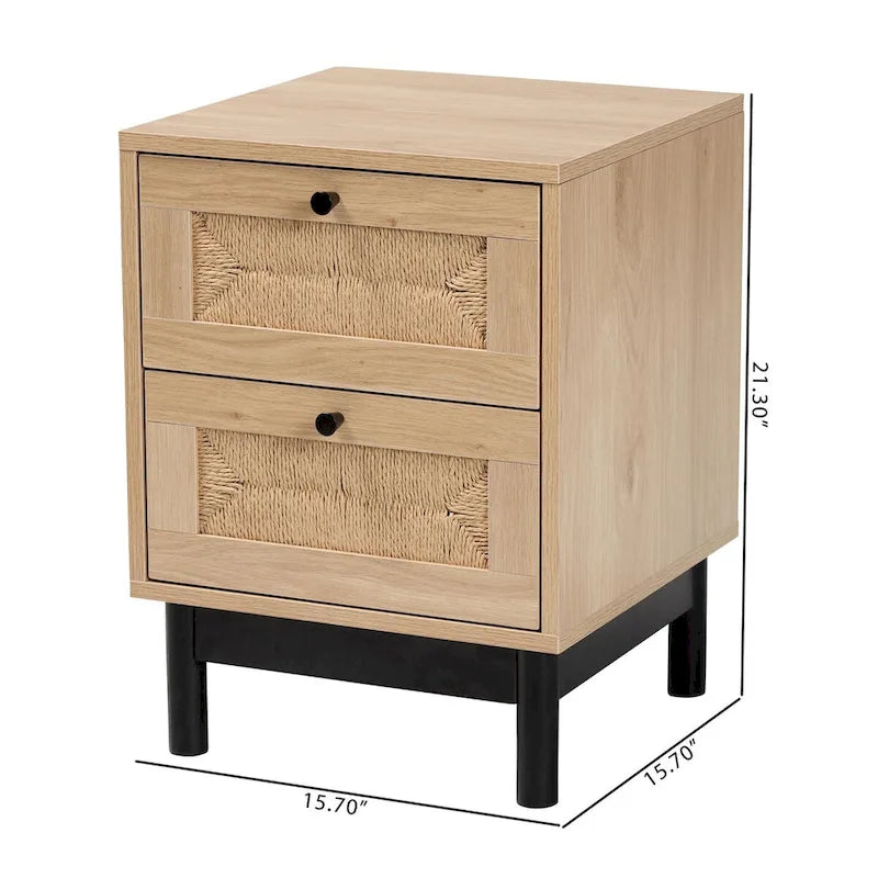 Table d'appoint à 2 tiroirs marron clair et noir