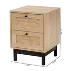 Table d'appoint à 2 tiroirs marron clair et noir