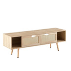 Meuble TV en rotin avec portes coulissantes
