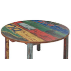 Table à manger ronde en teck recyclé de 48 po – Finition naturelle multicolore, respectueuse de l'environnement