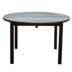 Table à manger ronde en teck recyclé de 48 po – Finition naturelle multicolore, respectueuse de l'environnement