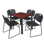 Ensemble table de salle de repos carrée 30 po avec 4 chaises empilables noires – Qualité commerciale