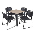 Ensemble table de salle de repos carrée 30 po avec 4 chaises empilables noires – Qualité commerciale