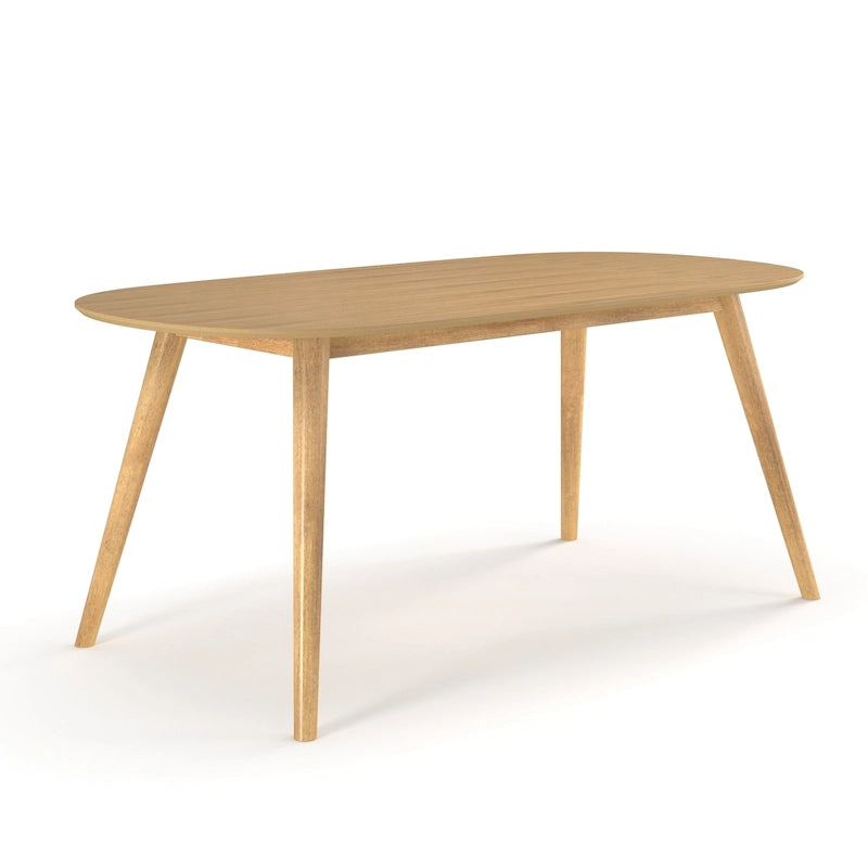 Table à manger rectangulaire en bois massif – Placage de chêne naturel ou de noyer, 6 places, style MCM