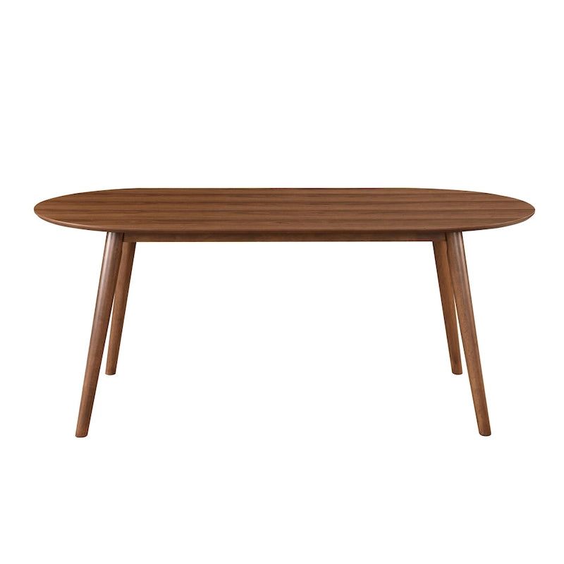 Table à manger rectangulaire en bois massif – Placage de chêne naturel ou de noyer, 6 places, style MCM