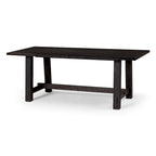 Table à manger rectangulaire en bois massif – Noir vieilli, fabriquée à la main, 199,9 cm × 100,1 cm