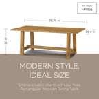 Table à manger rectangulaire en bois massif – Noir vieilli, fabriquée à la main, 199,9 cm × 100,1 cm