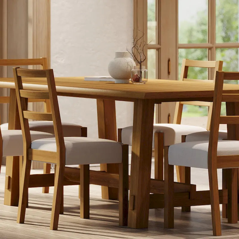 Table à manger rectangulaire en bois massif – Noir vieilli, fabriquée à la main, 199,9 cm × 100,1 cm