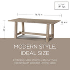 Table à manger rectangulaire en bois massif – Noir vieilli, fabriquée à la main, 199,9 cm × 100,1 cm