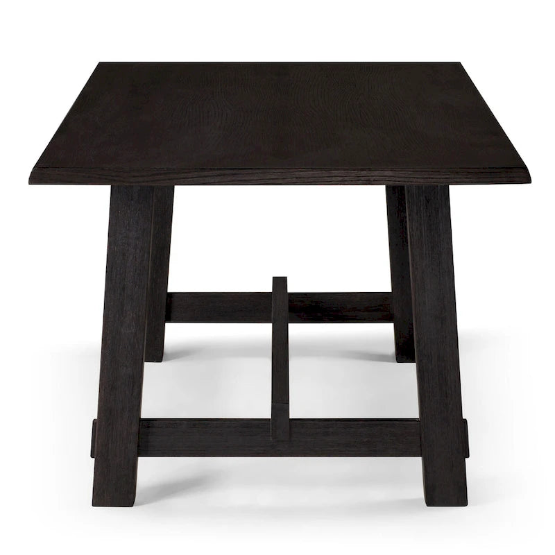 Table à manger rectangulaire en bois massif – Noir vieilli, fabriquée à la main, 199,9 cm × 100,1 cm