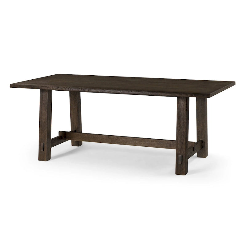 Table à manger rectangulaire en bois massif – Noir vieilli, fabriquée à la main, 199,9 cm × 100,1 cm
