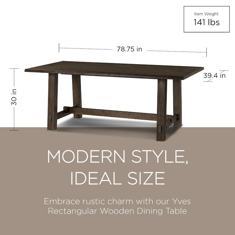 Table à manger rectangulaire en bois massif – Noir vieilli, fabriquée à la main, 199,9 cm × 100,1 cm