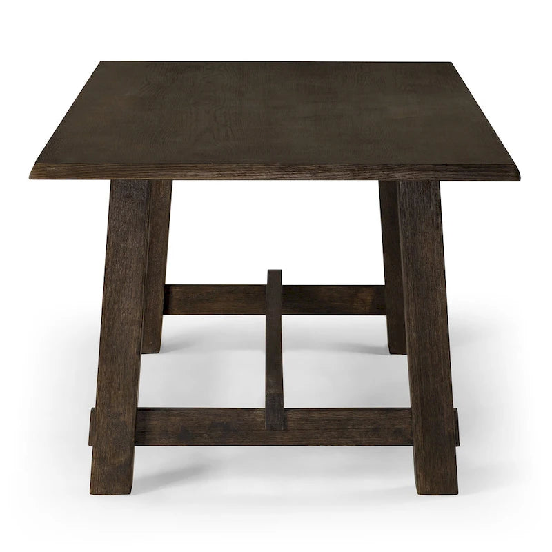 Table à manger rectangulaire en bois massif – Noir vieilli, fabriquée à la main, 199,9 cm × 100,1 cm