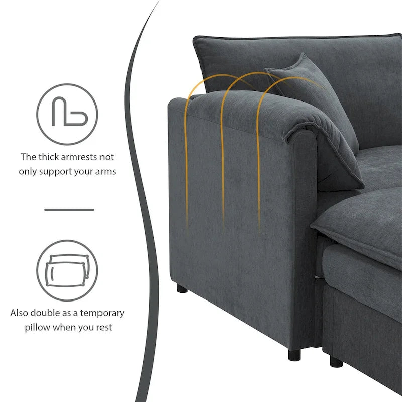 Canapé modulable 134*66 en chenille
