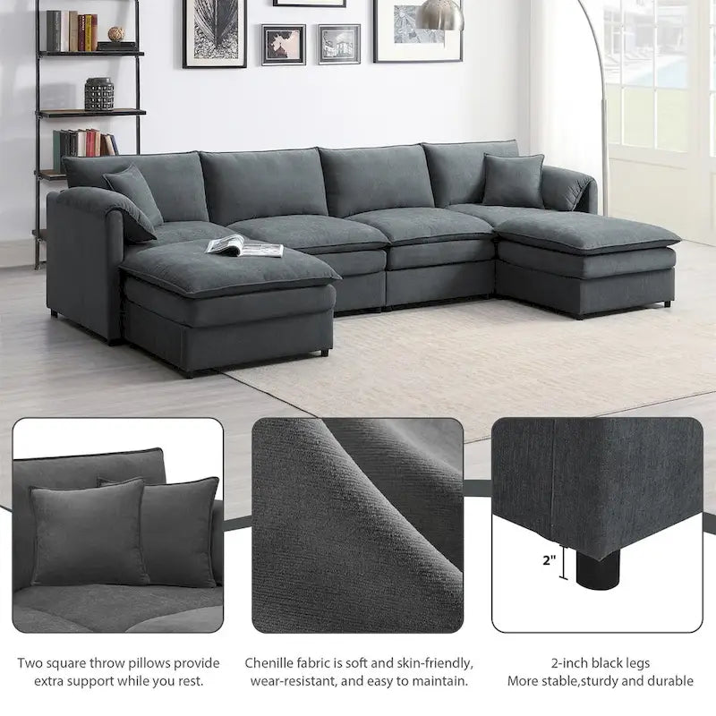 Canapé modulable 134*66 en chenille