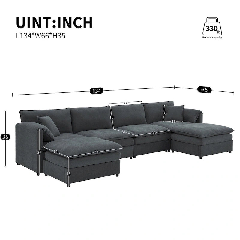 Canapé modulable 134*66 en chenille