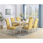 Ensemble de salle à manger 7 pièces, table à manger à pieds tournés avec 6 chaises capitonnées
