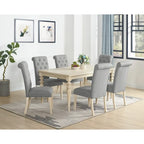 Ensemble de salle à manger 7 pièces, table à manger à pieds tournés avec 6 chaises capitonnées