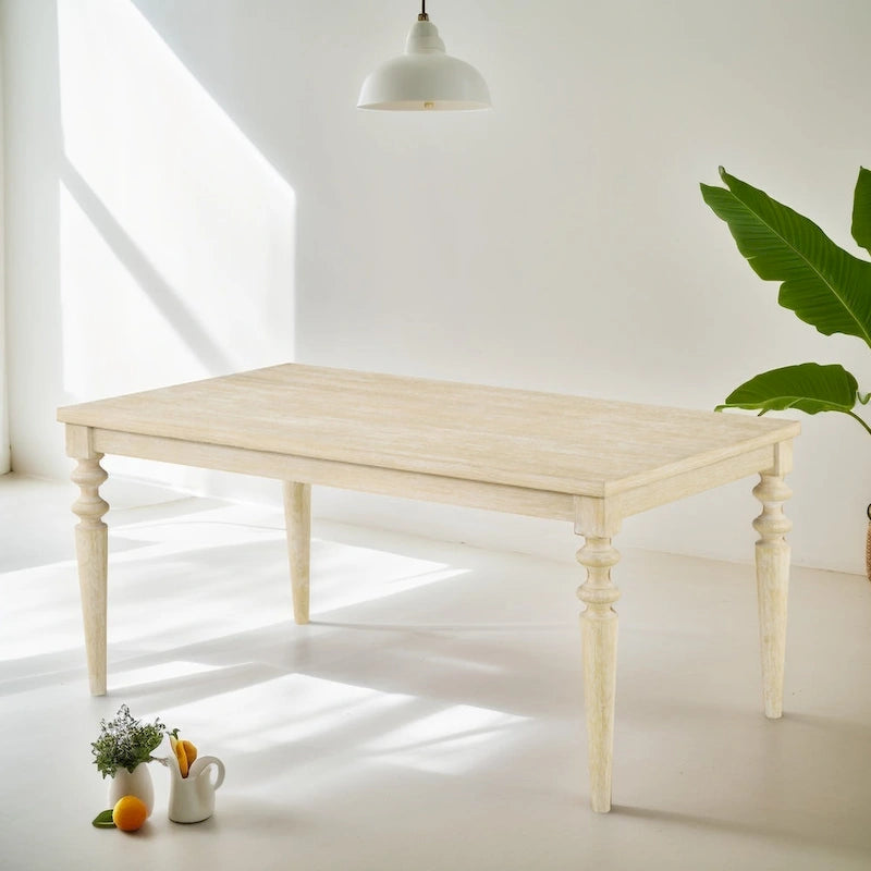 Ensemble de salle à manger 7 pièces, table à manger à pieds tournés avec 6 chaises capitonnées