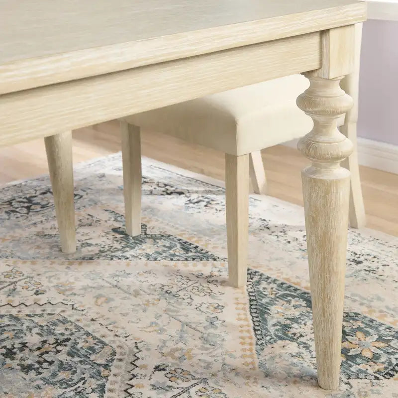 Ensemble de salle à manger 7 pièces, table à manger à pieds tournés avec 6 chaises capitonnées