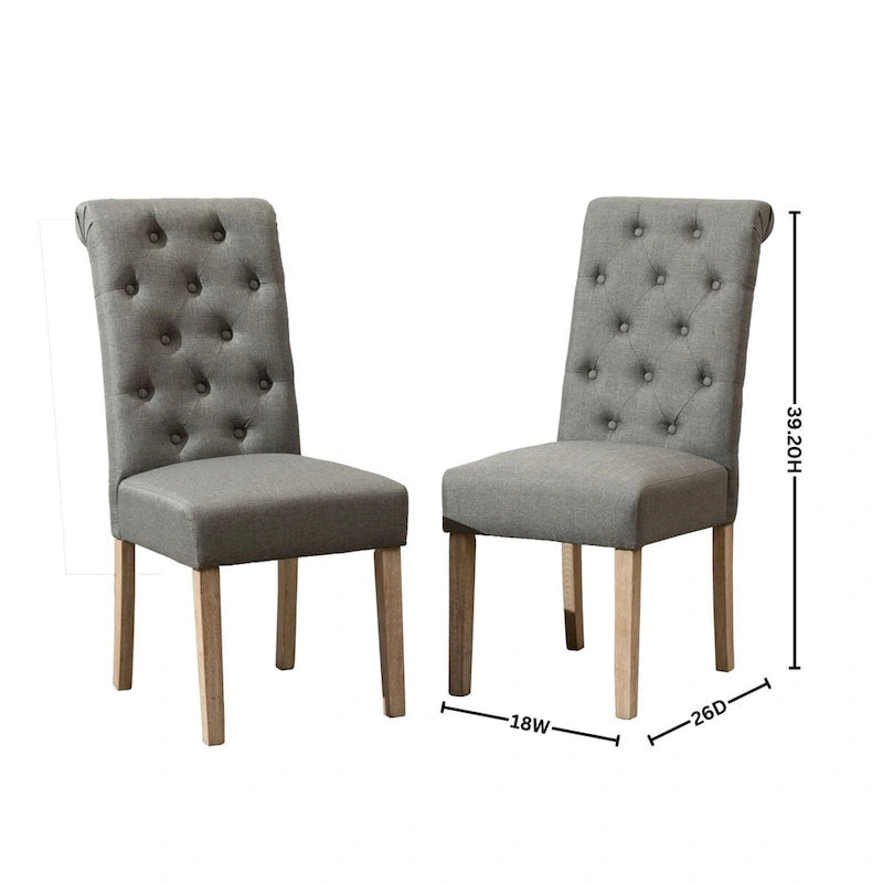 Ensemble de salle à manger 7 pièces, table à manger à pieds tournés avec 6 chaises capitonnées