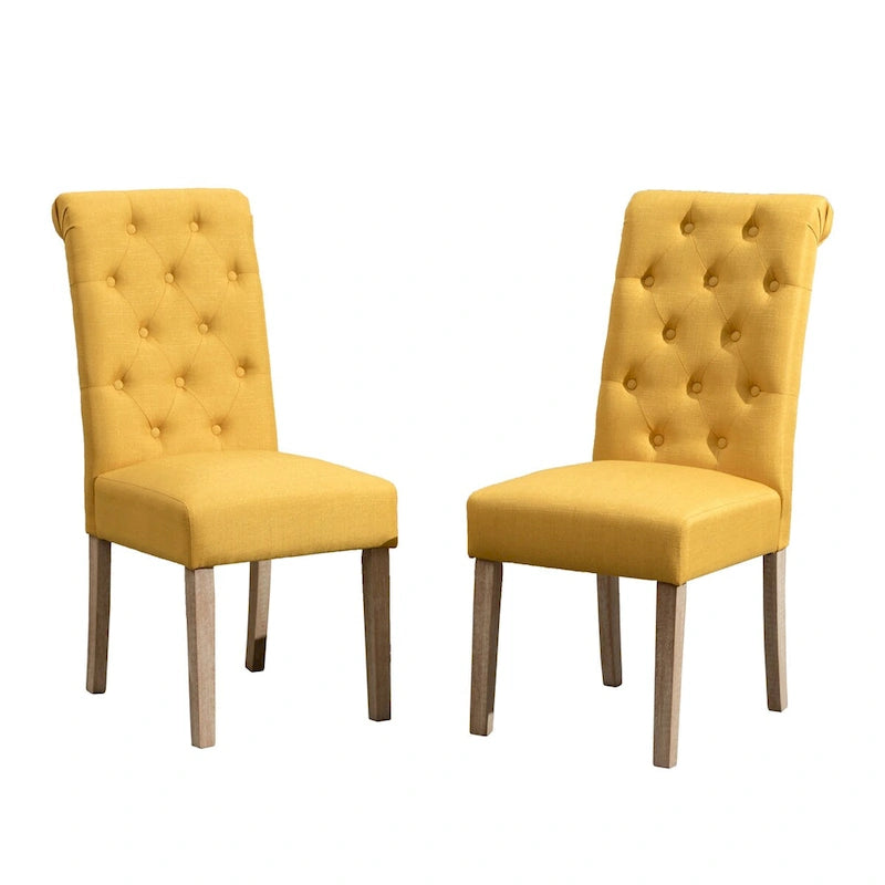 Ensemble de salle à manger 7 pièces, table à manger à pieds tournés avec 6 chaises capitonnées