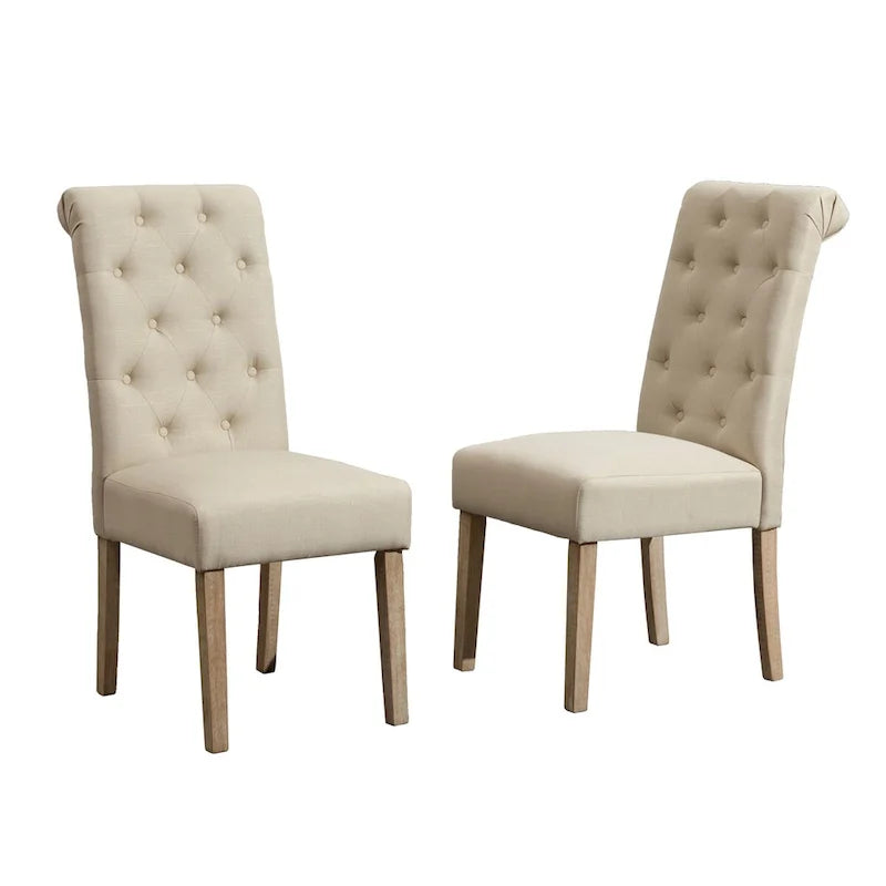 Ensemble de salle à manger 7 pièces, table à manger à pieds tournés avec 6 chaises capitonnées