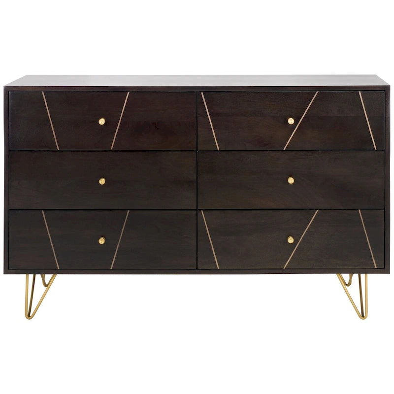 Commode en bois à 6 tiroirs – Rangement spacieux pour chambre à coucher avec finition élégante