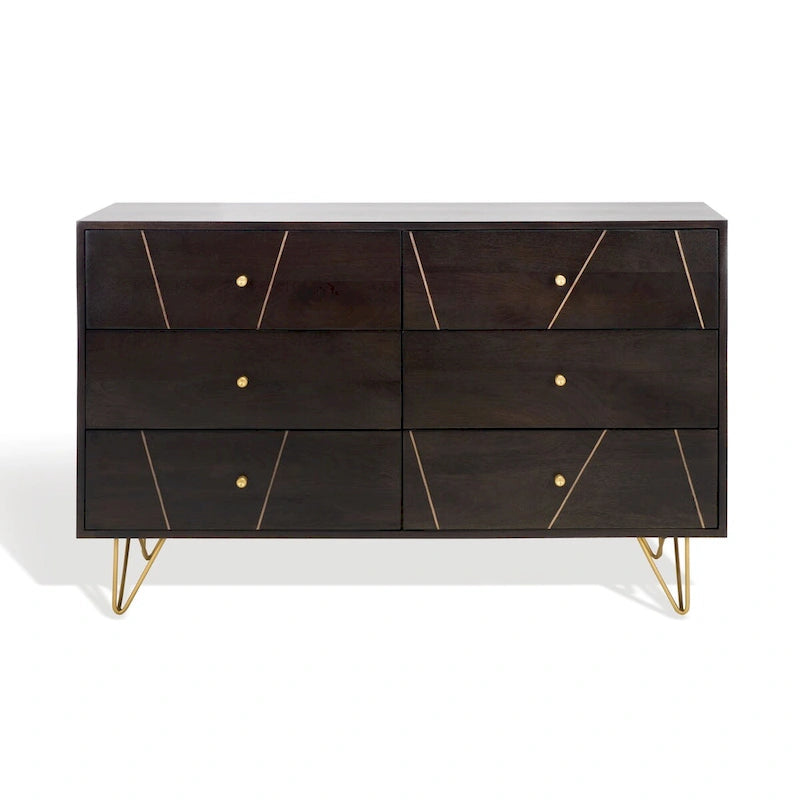 Commode en bois à 6 tiroirs – Rangement spacieux pour chambre à coucher avec finition élégante